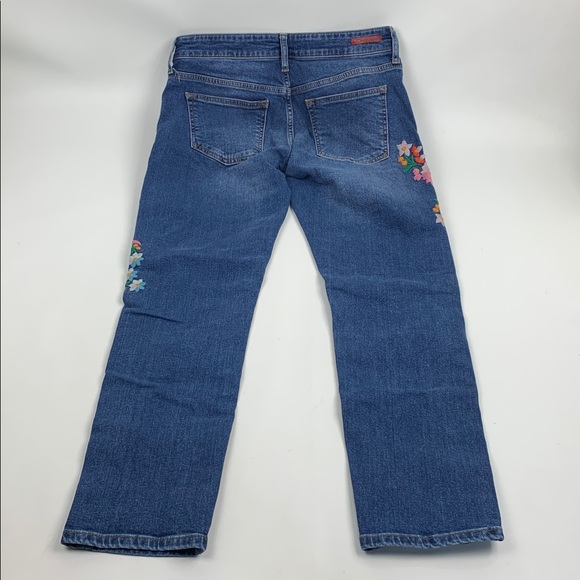Pilcro and the Letterpress Blue Jeans with Floral Embroidery Cotton Size 5/27 - Picture 4 of 16
